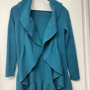 Nordstrom Teal Draped Cardigan cashemere blend